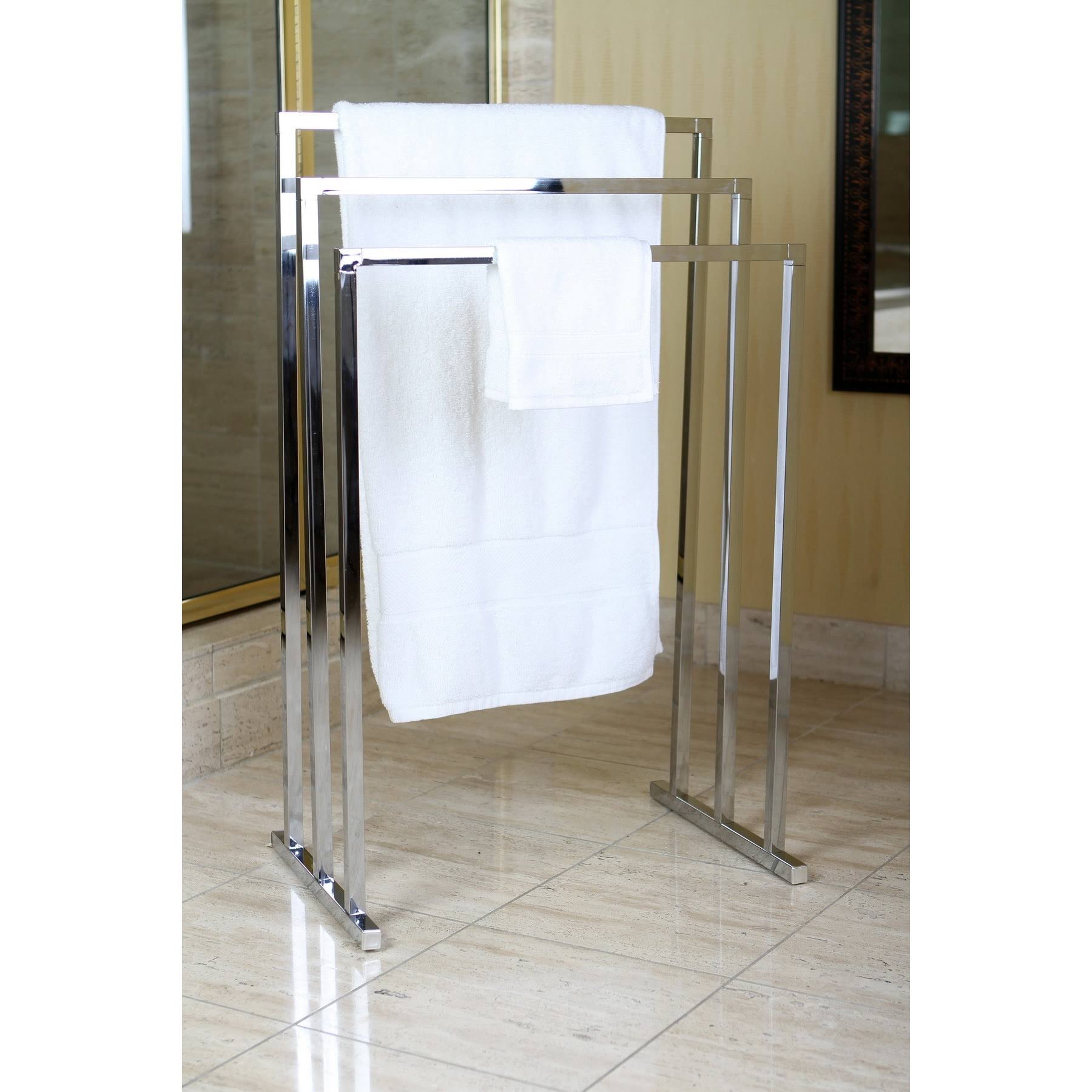 Kingston Brass Chrome Pedestal 3-Tier Iron Construction Towel Rack