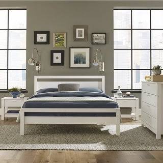 Grain Wood Furniture Queen-size Solid Wood Loft Platform Bed (Brushed White)