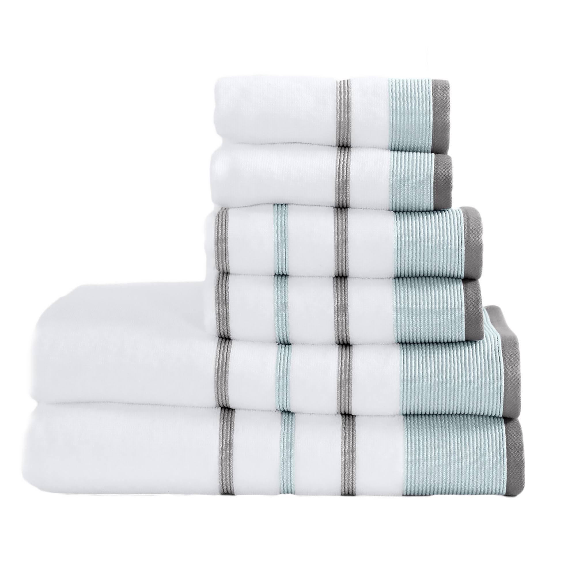 Great Bay Home 6-Piece Luxury Hotel/Spa 100% Turkish Cotton Striped Towel Set, 500