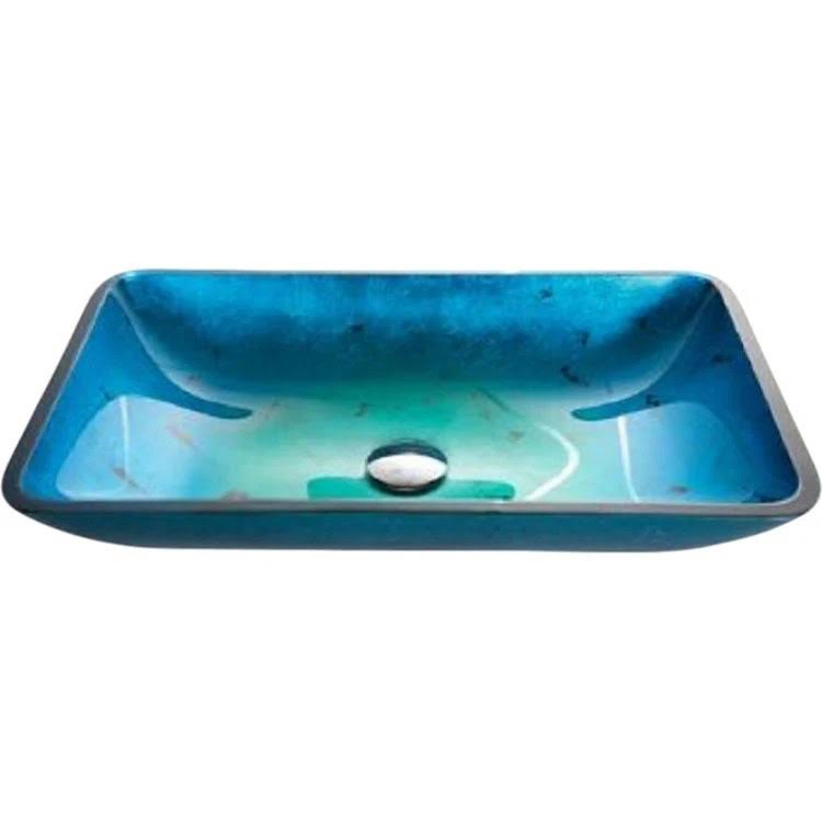 Kraus GVR-204-RE Irruption Blue Rectangular Glass Vessel Sink, Gold