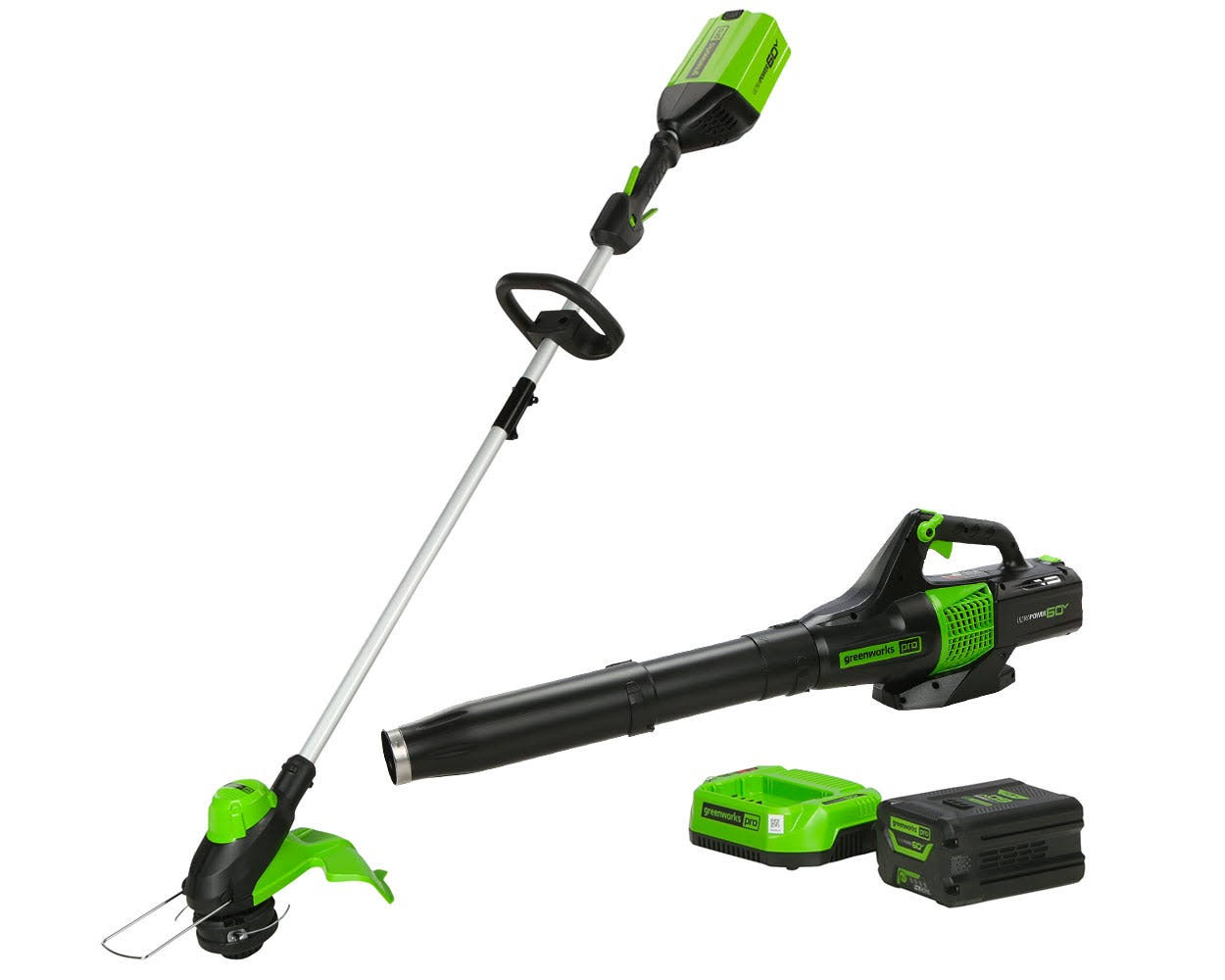 Greenworks Pro 60-Volt Battery Cordless String Trimmer/Leaf Blower Combo Kit (2-Tool) with Battery and Charger
