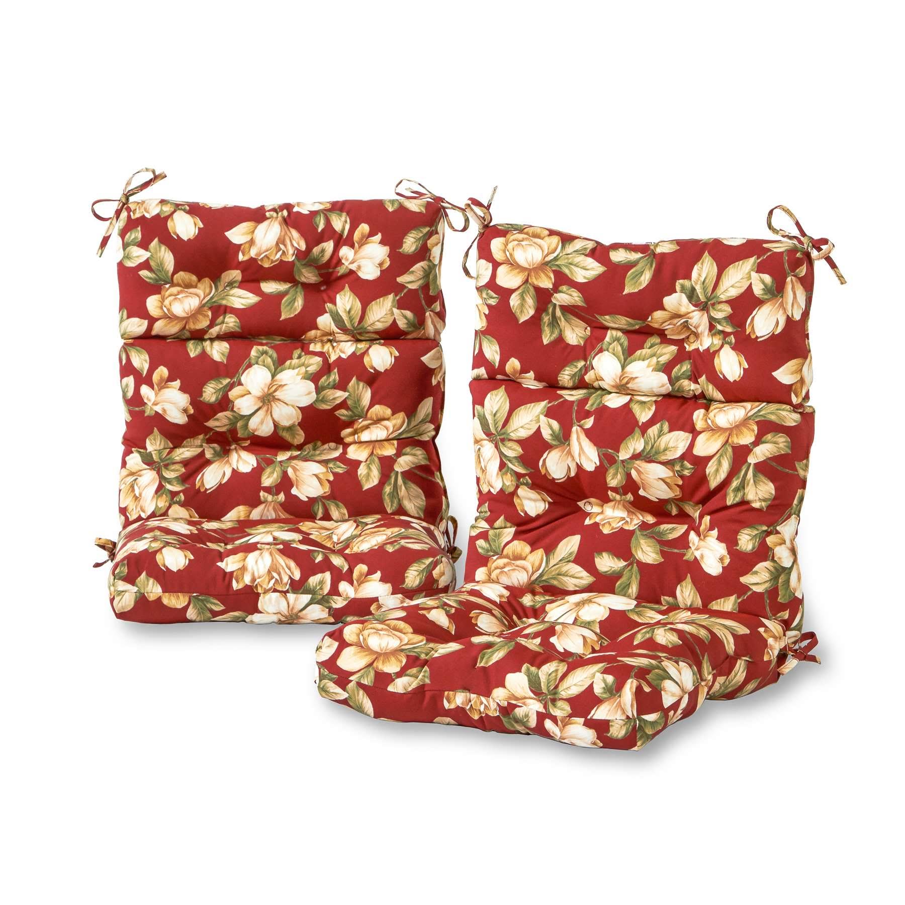 Greendale Home Fashions Outdoor High Back Chair Cushion Set of 2 Roma Floral