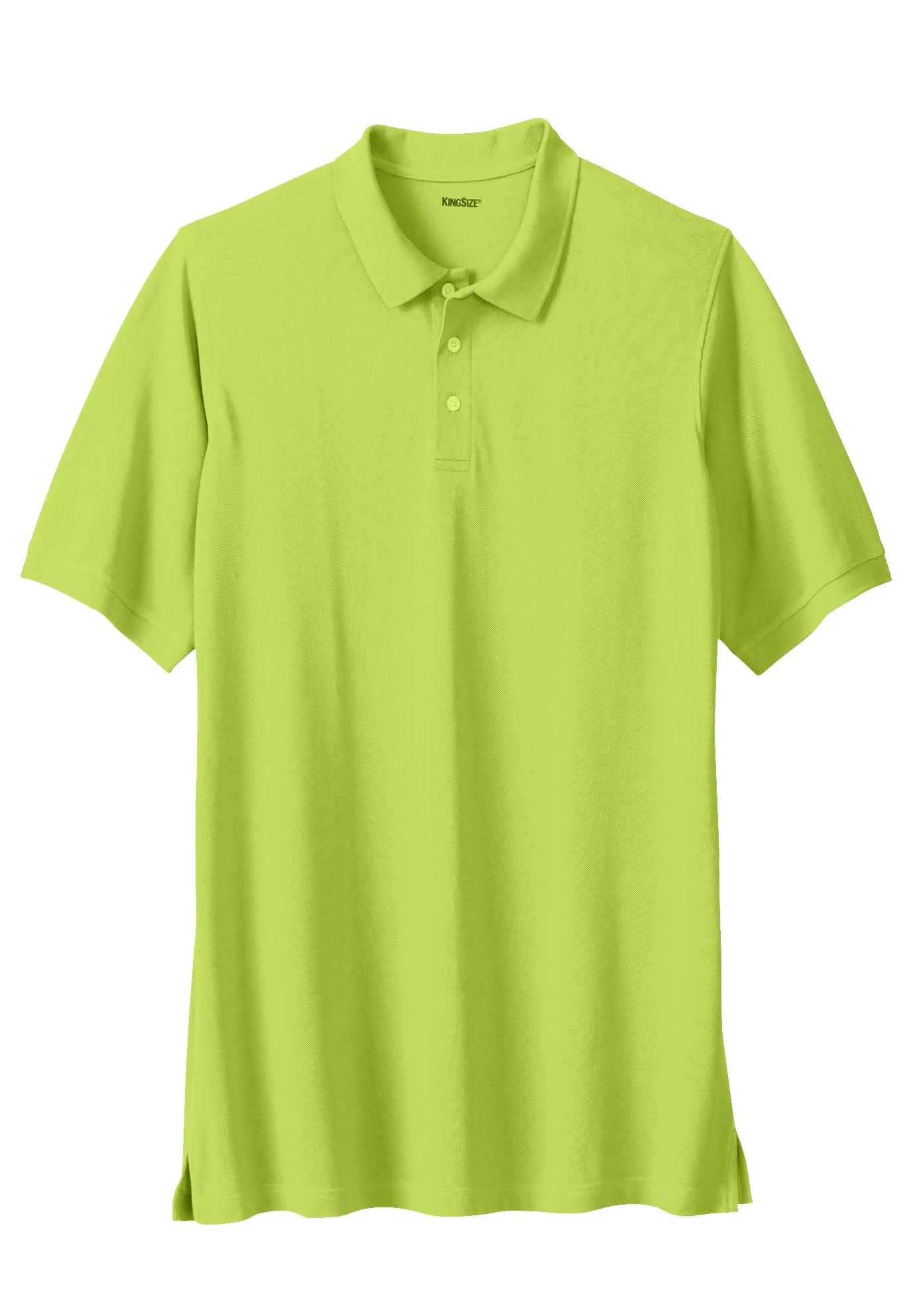 Men&s Big u0026 Tall Longer-Length Pique Polo Shirt by KingSize in Lime (Size XL)