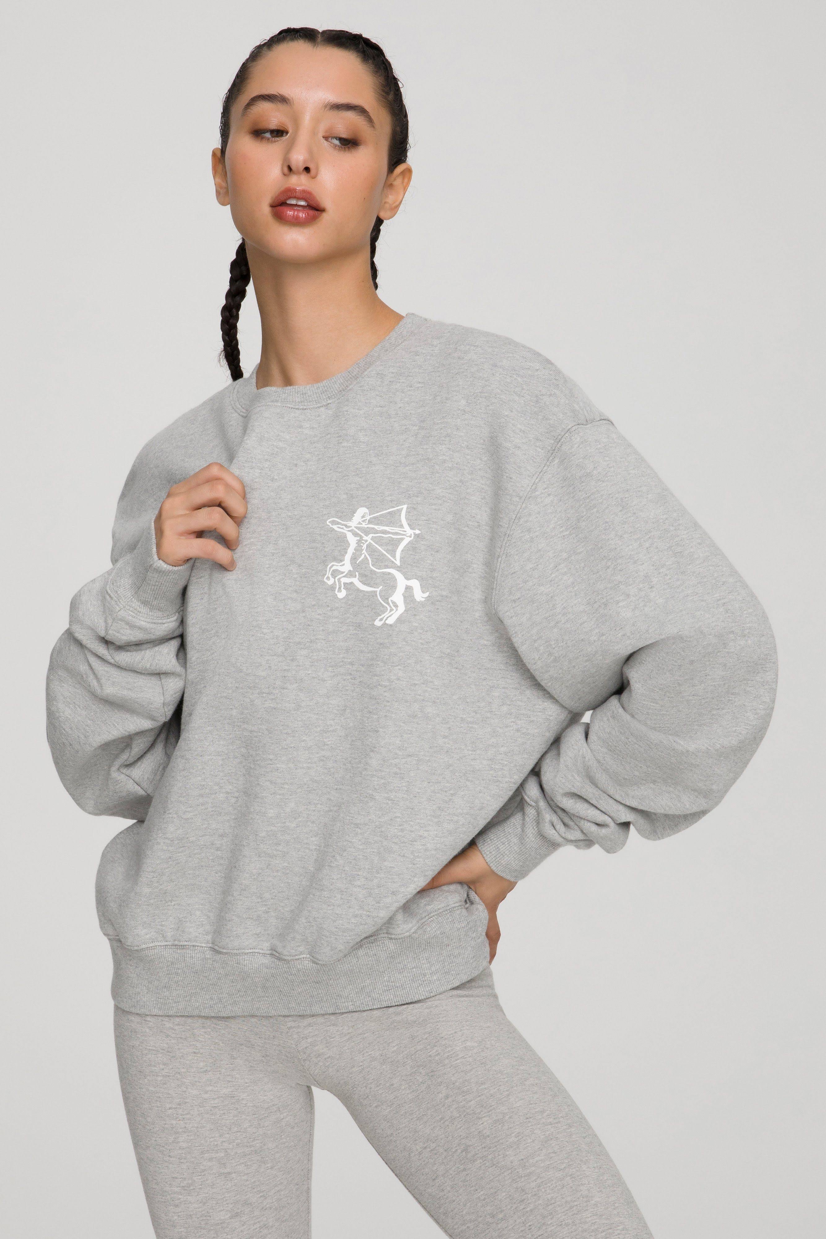 Good American Women&s Cotton Zodiac Boyfriend Sweatshirt - Gray - Size 7/XXXXL