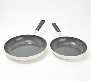 GreenPan Simmerlite Nonstick 9.5x22 u0026 11x22 Fry Pan Set ,Cream