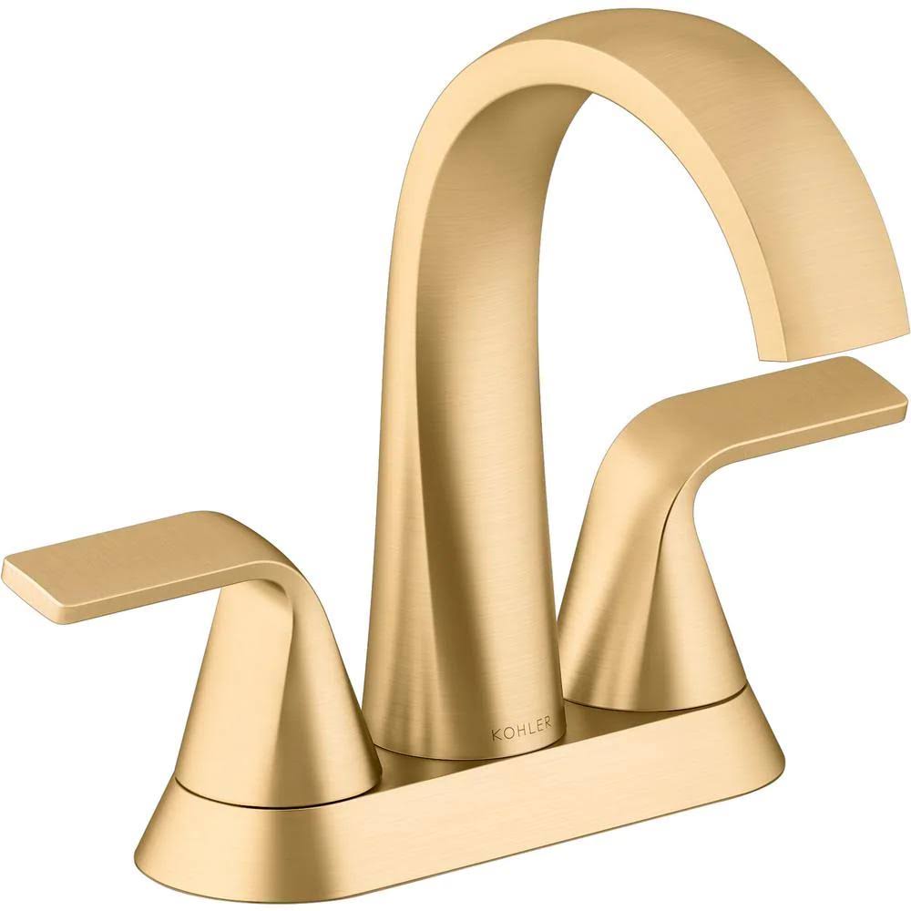 Kohler Cursiva 4 in. Centerset 2-Handle Bathroom Faucet in Vibrant Brushed Moderne Brass