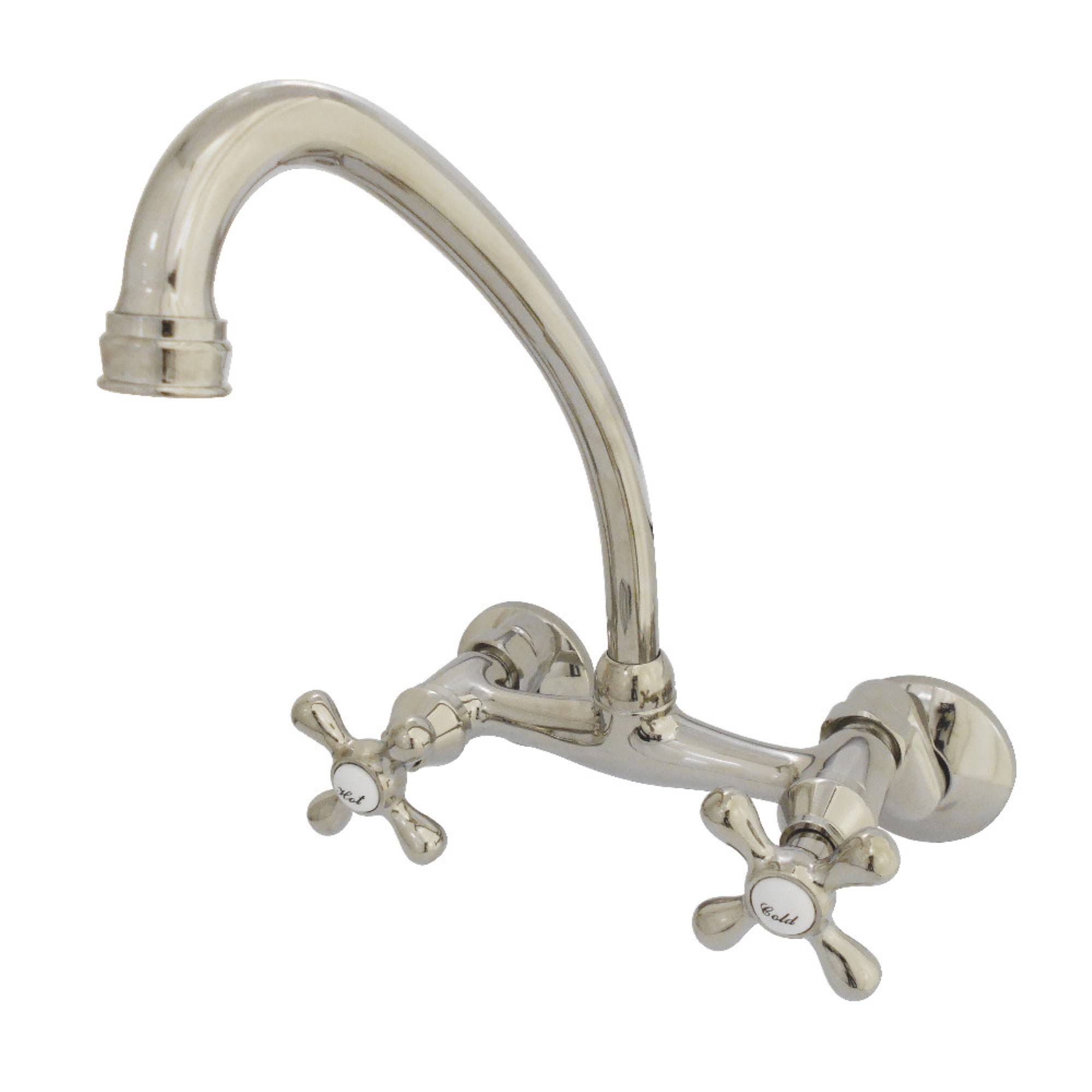 Kingston Brass Kingston 6-Inch Adjustable Center Wall Mount Kitchen Faucet - Polished Nickel