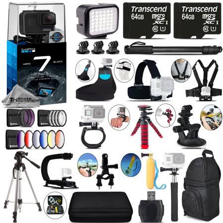 GoPro Hero7 Black 4K Camera + 13pc Filter Kit Set + Backpack -128gb Bundle Kit