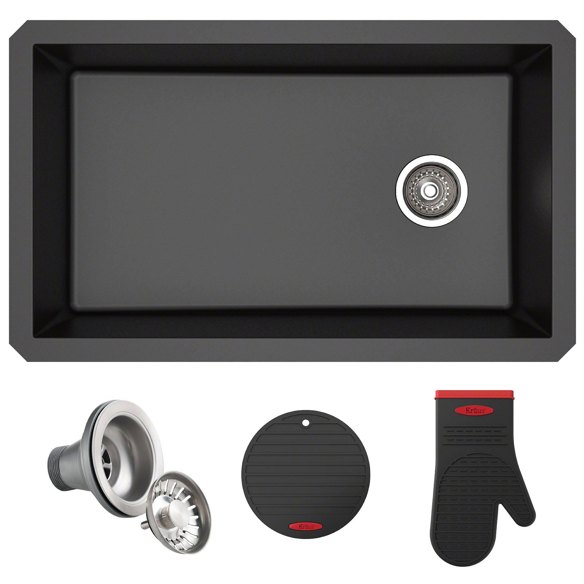 Kraus Forteza KGU-55GREY 32 in. Undermount Single Bowl Granite Kitchen Sink Grey