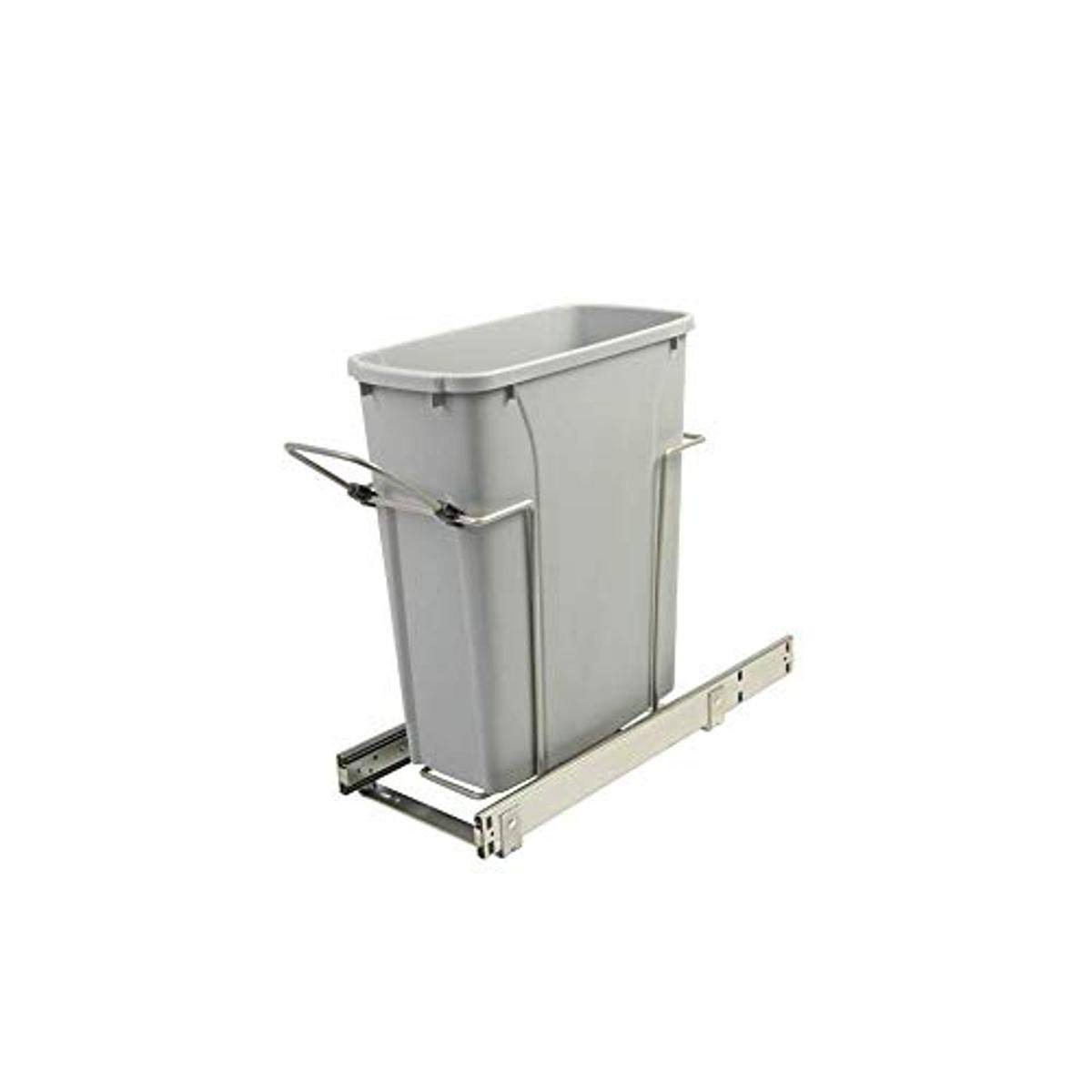 Knape u0026 Vogt 8.375 in. x 20.125 in. x 17.313 in. 20 qt. In-Cabinet Single Soft-Close Bottom-Mount Pull-Out Trash Can - Plati
