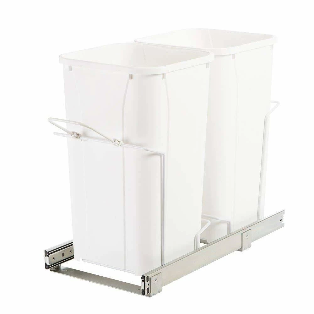 Knape u0026 Vogt SBM12-2-27WH In-Cabinet Bottom Mount Pull Out Trash Can, 18.75x22 by