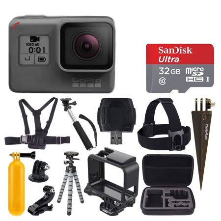 GoPro Hero (2018) + SanDisk Ultra 32GB Micro SDHC Memory Card + Hard Case + Chest Strap Mount - Head