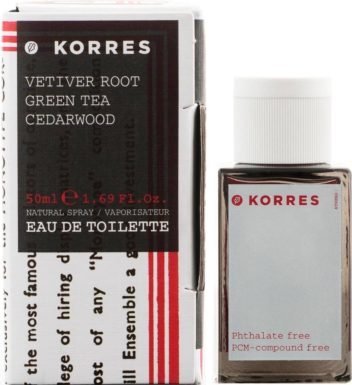 Korres Vetiver Root, Green Tea u0026 Cedarwood Eau De Toilette 50ml