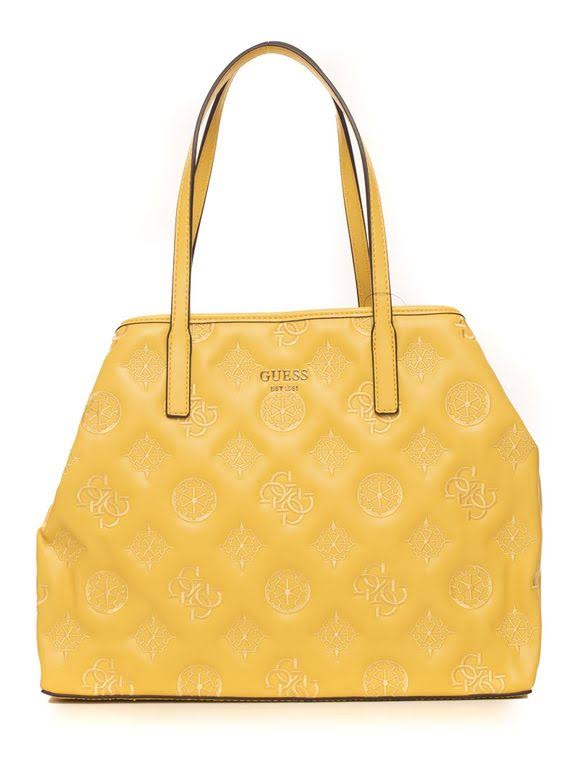 Guess Vikky Tote Shoulder Bag Yellow Polyurethane - Yellow - Totes
