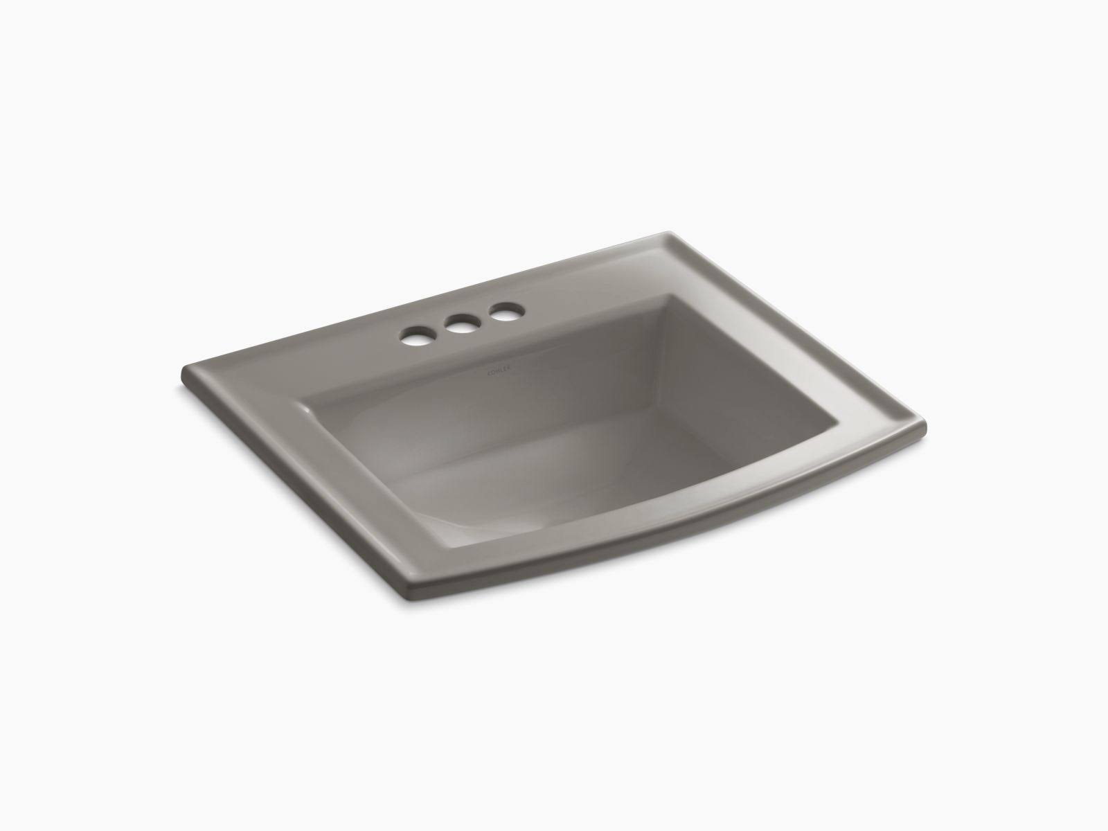 KOHLER K-2356-4-K4 Archer Drop-In Bathroom Sink with 4 In. Centerset Faucet Holes, Cashmere