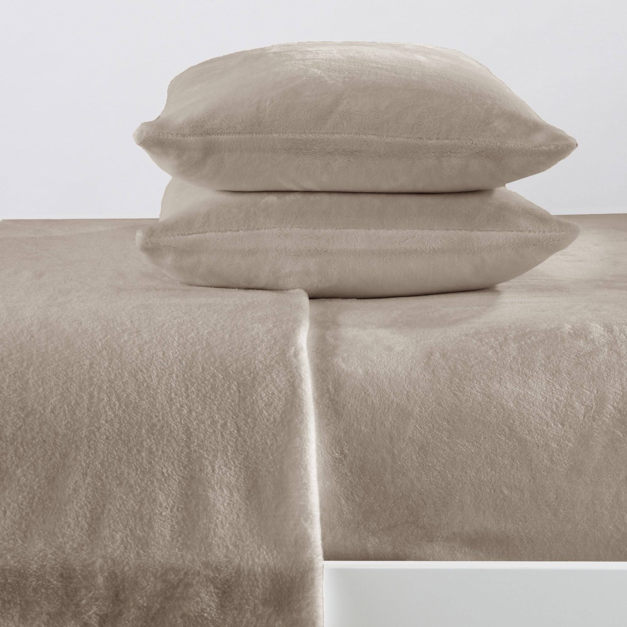 Great Bay Home Velvet Plush Luxury Sheet Sets Queen Taupe