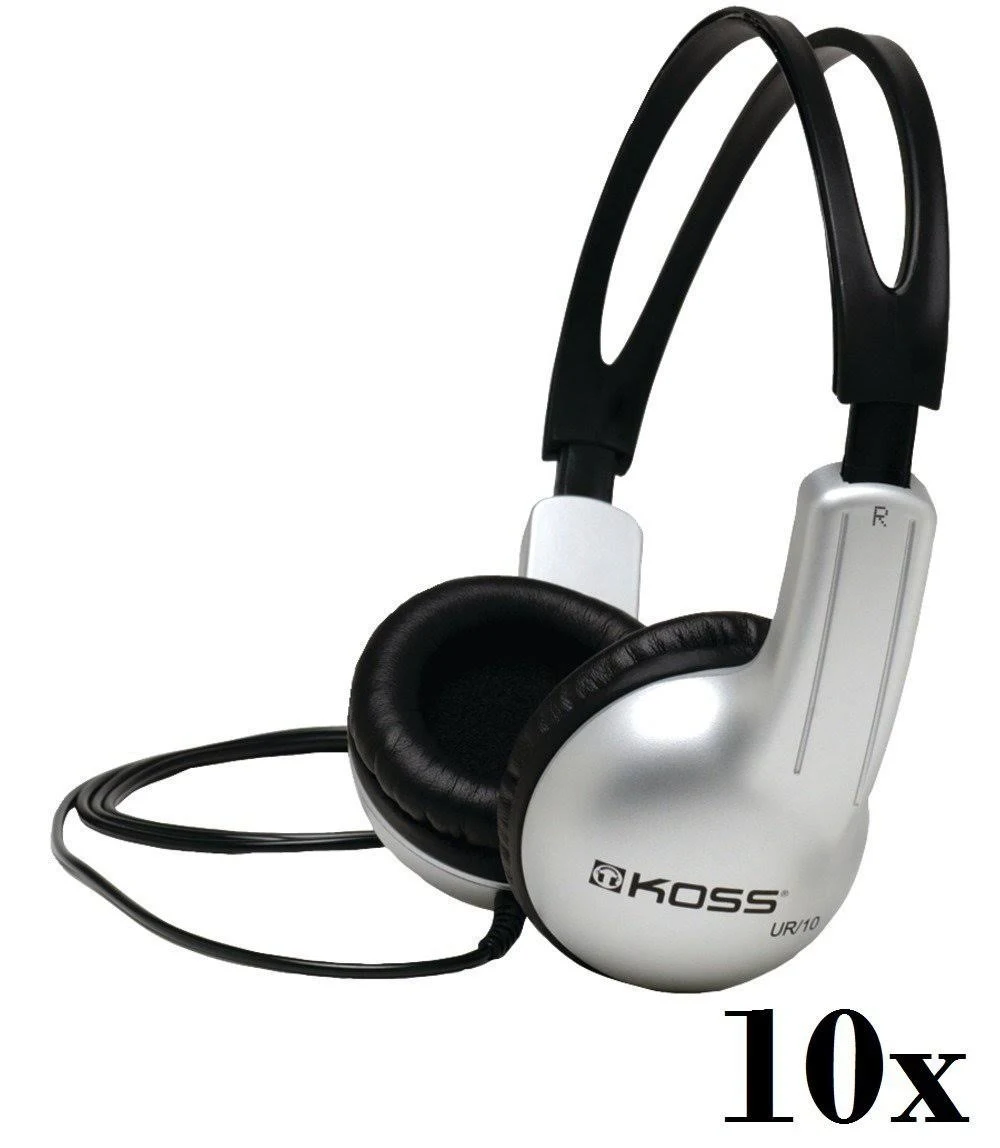 Lot of 10 Koss UR-10 Closed-Ear Design Stereo Headphones