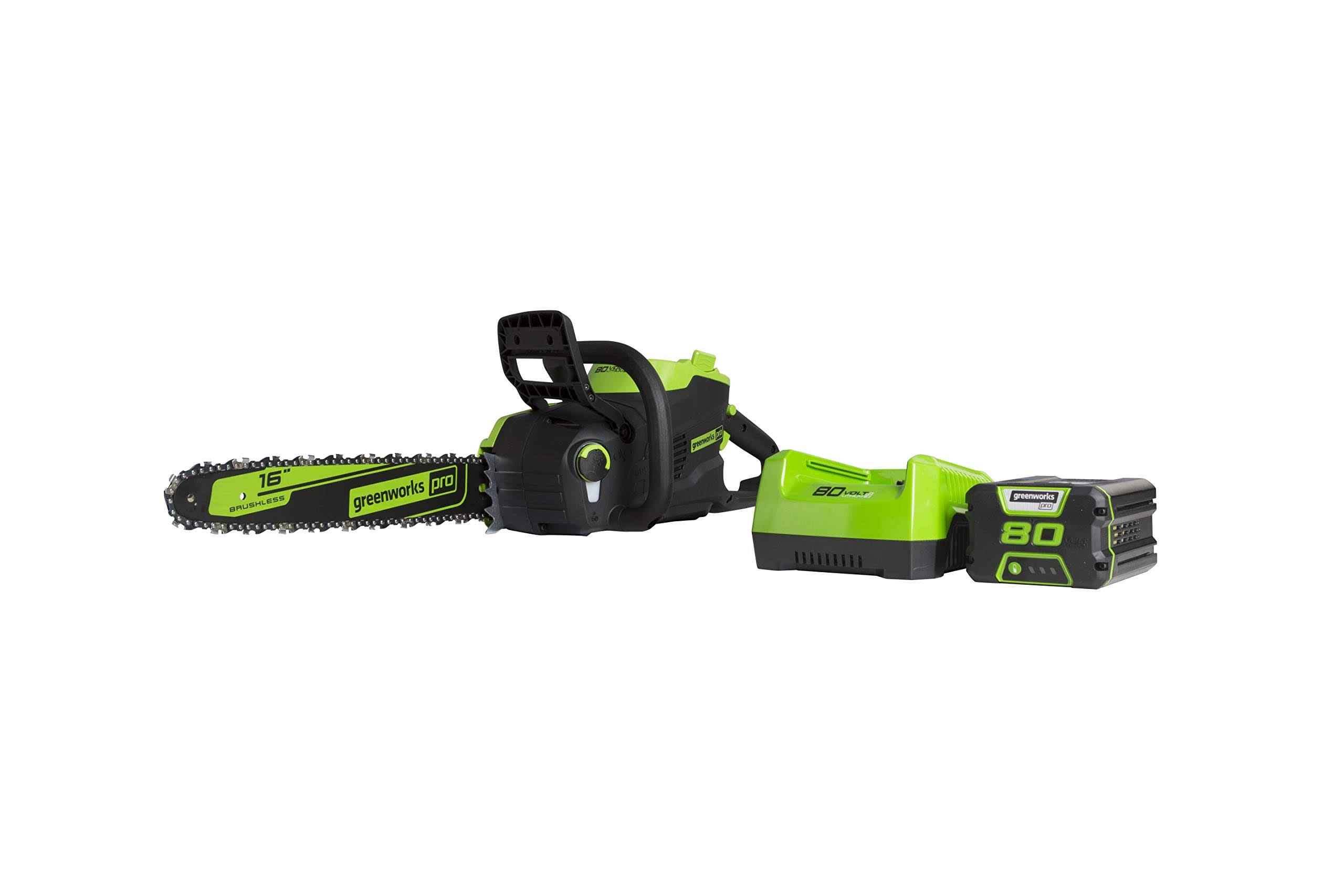 Greenworks Pro 80V 16x22 Brushless Chainsaw, 2.5Ah Battery and Charger Included CS80L2512