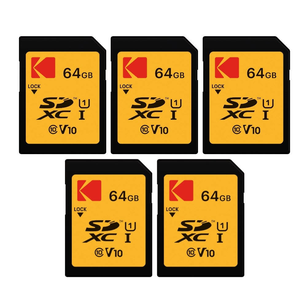 Kodak 64GB Class 10 UHS-I U1 SDXC Memory Card (5 Pack)