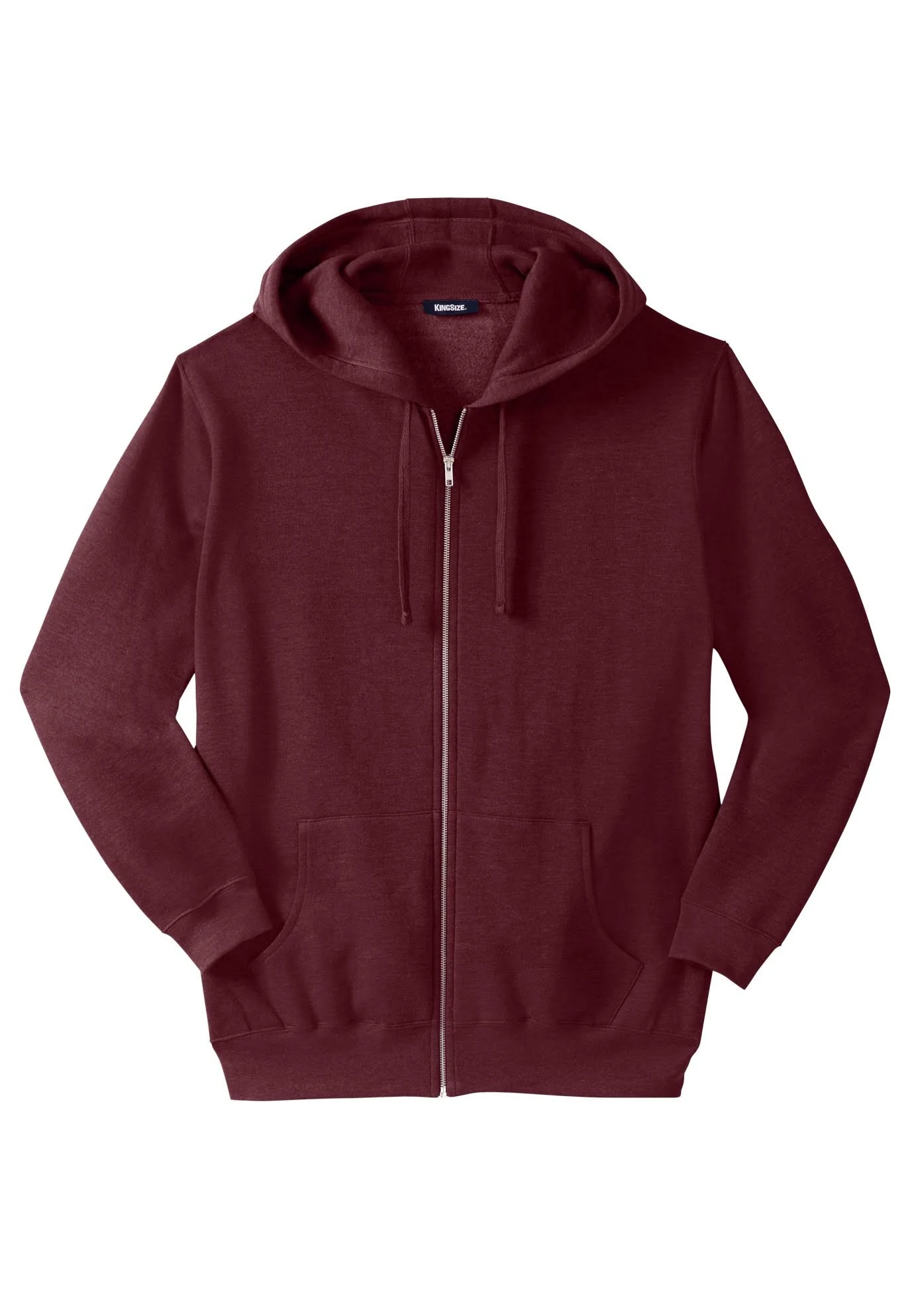 Men&s Big u0026 Tall Fleece Zip-Front Hoodie by KingSize in Burgundy Marl (Size 2XL)