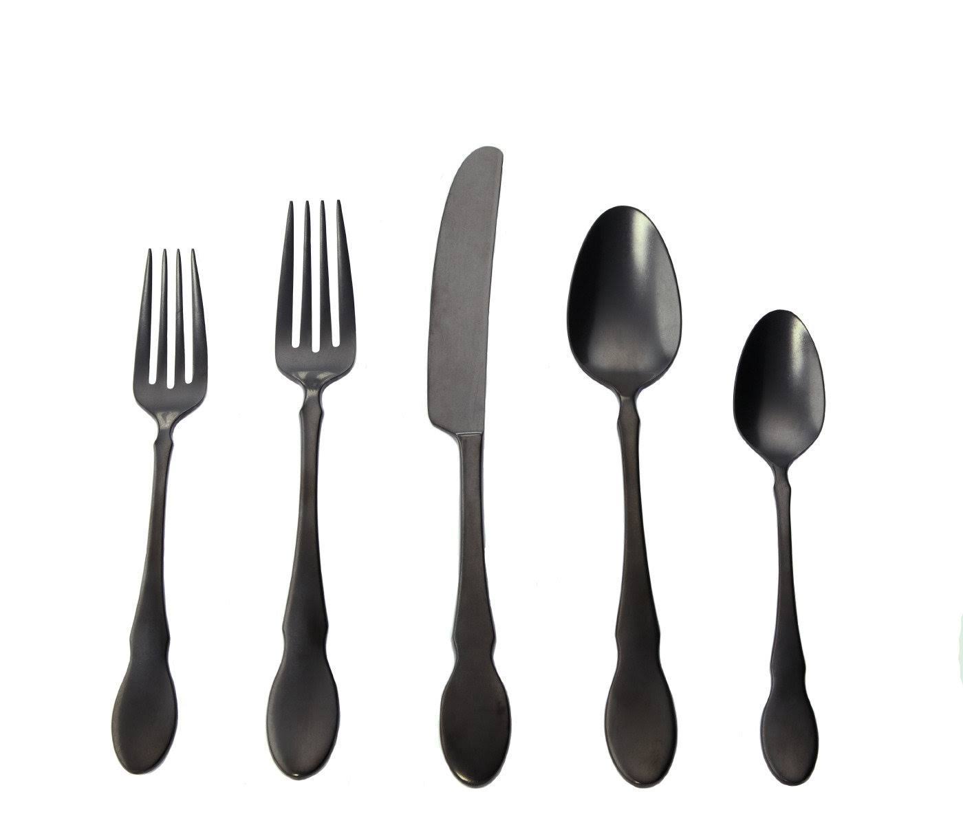 Gourmet Settings Ebony 20-Piece Flatware Set - Black