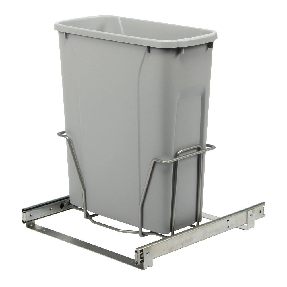 Knape u0026 Vogt RS-PSW15-1-20-P 17 in. H x 14 in. W x 16 in. D Steel In-Cabinet 20 Qt. Single Platinum Pull Out Trash Can