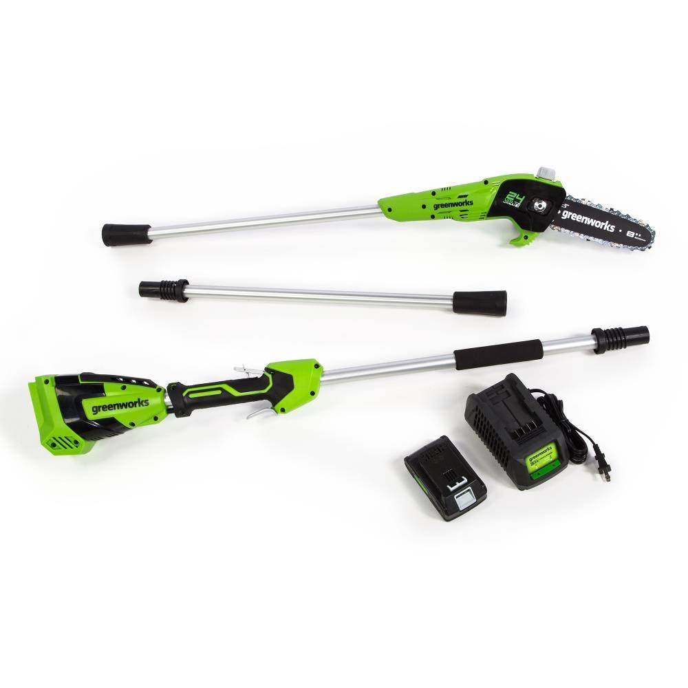 Greenworks PS24B210 8-Inch 24V Cordless Pole Saw, 2Ah Battery