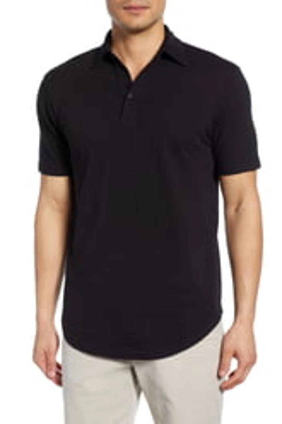 Slub Scallop Polo Black / S