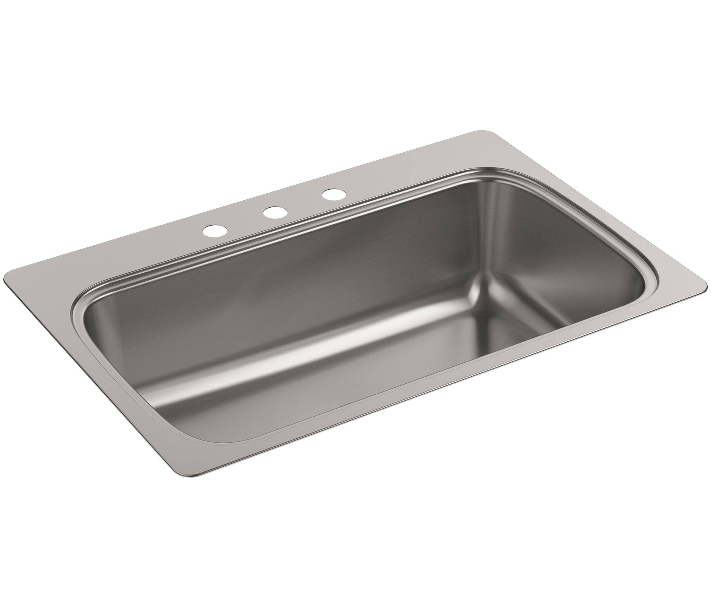 Kohler K-20060-3-NA Stainless Steel Verse 33x22 x 22x22 Single Bowl Kitchen Sink