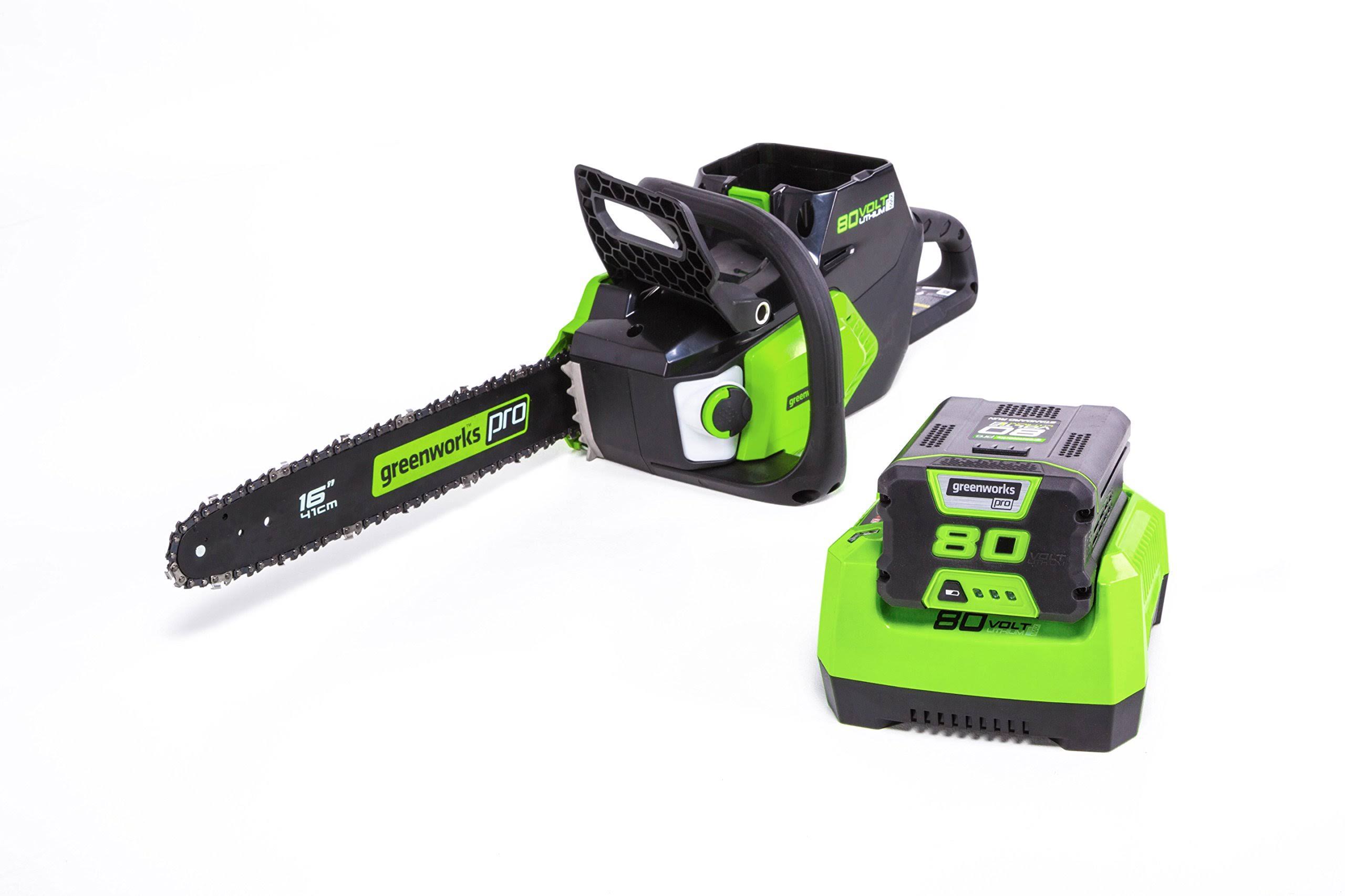 Greenworks CS80L211 Pro 80V 16x22 Brushless Chainsaw with 2Ah Battery and Charger