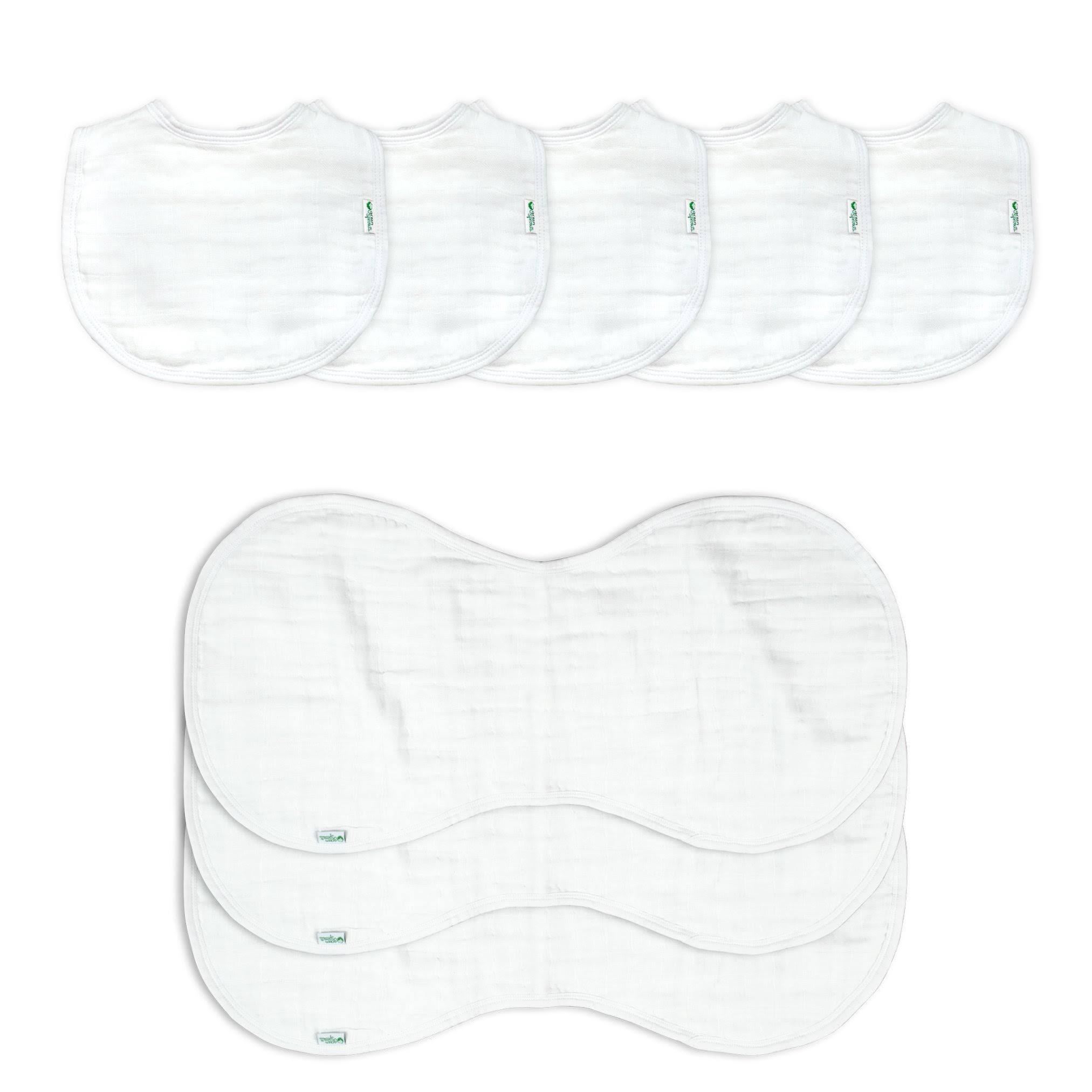 Green Sprouts Muslin Bibs u0026 Burp Cloths Set Made from Organic Cotton (8 Pieces) White Set