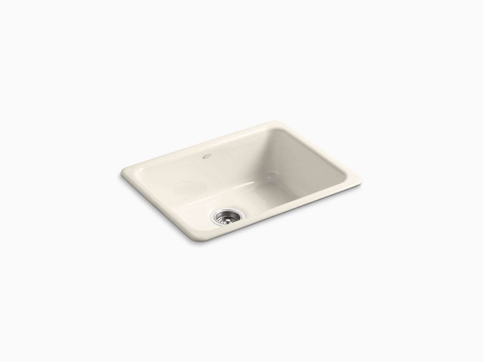 KOHLER K-6585-96 Iron/Tones 24-1/4x22 X 18-3/4x22 X 8-1/4x22 Top-/Under-Mount Single-Bowl Kitchen Sink - Biscuit