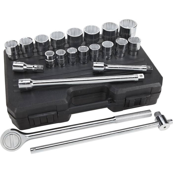 Klutch 41241 0. 75 inch - Drive Socket Set - 21 Piece, SAE