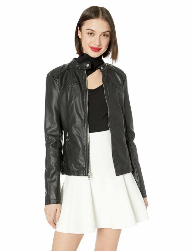 Guess Women's Faux Leather Zip Front Scuba Jacket, - Choose Sz/color