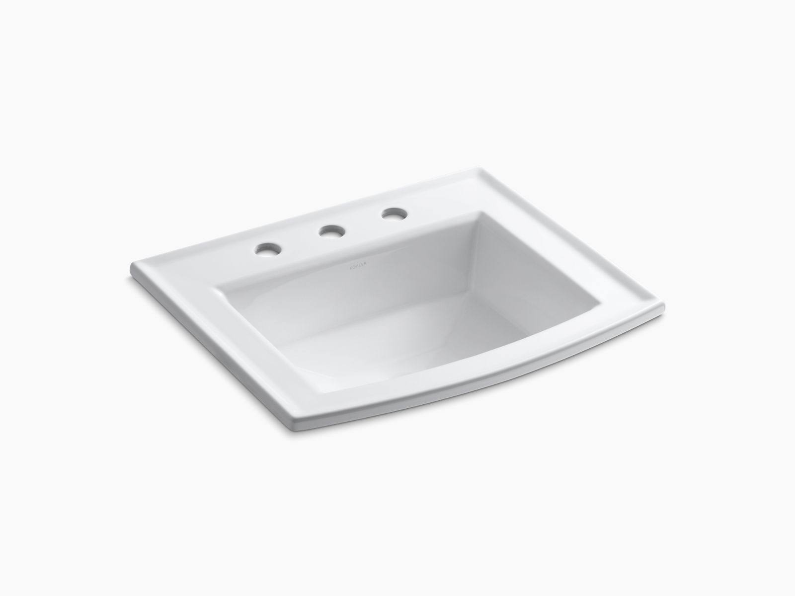 Kohler K-2356-8-0 Archer Drop-In Bathroom Sink with 8-Inch Centers, White