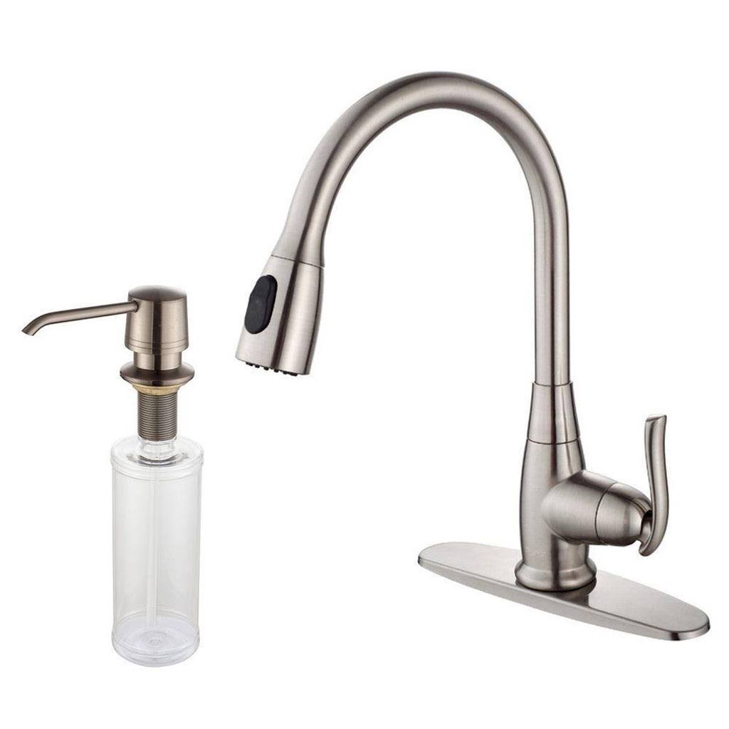 Kraus KPF-2230 Lever Pull Out Single Handle Kitchen Faucet Satin Nickel