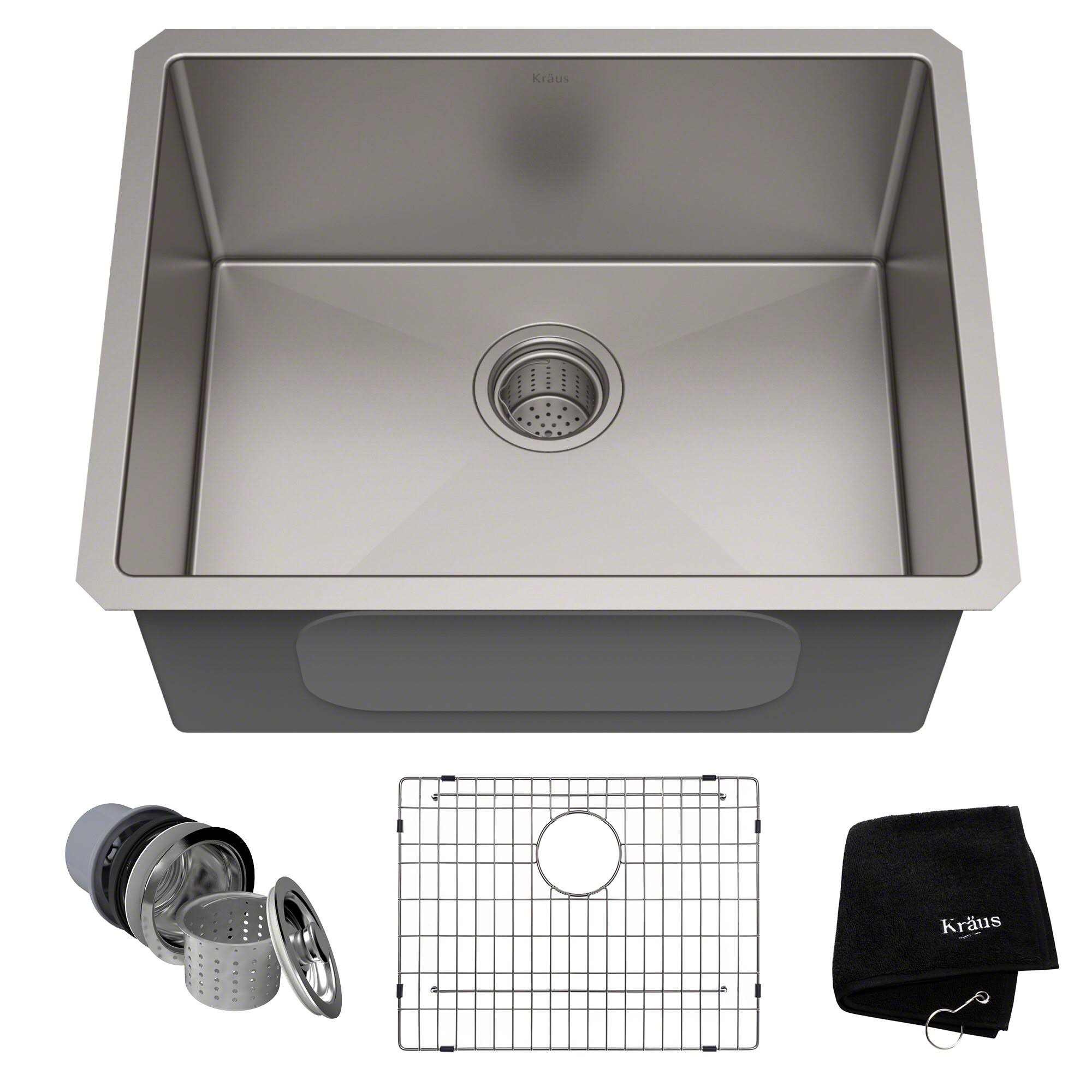 Kraus KHU101-23/EX Standart Pro 23-Inch 16 Gauge Undermount Single Bowl Kitchen Sink in Satin