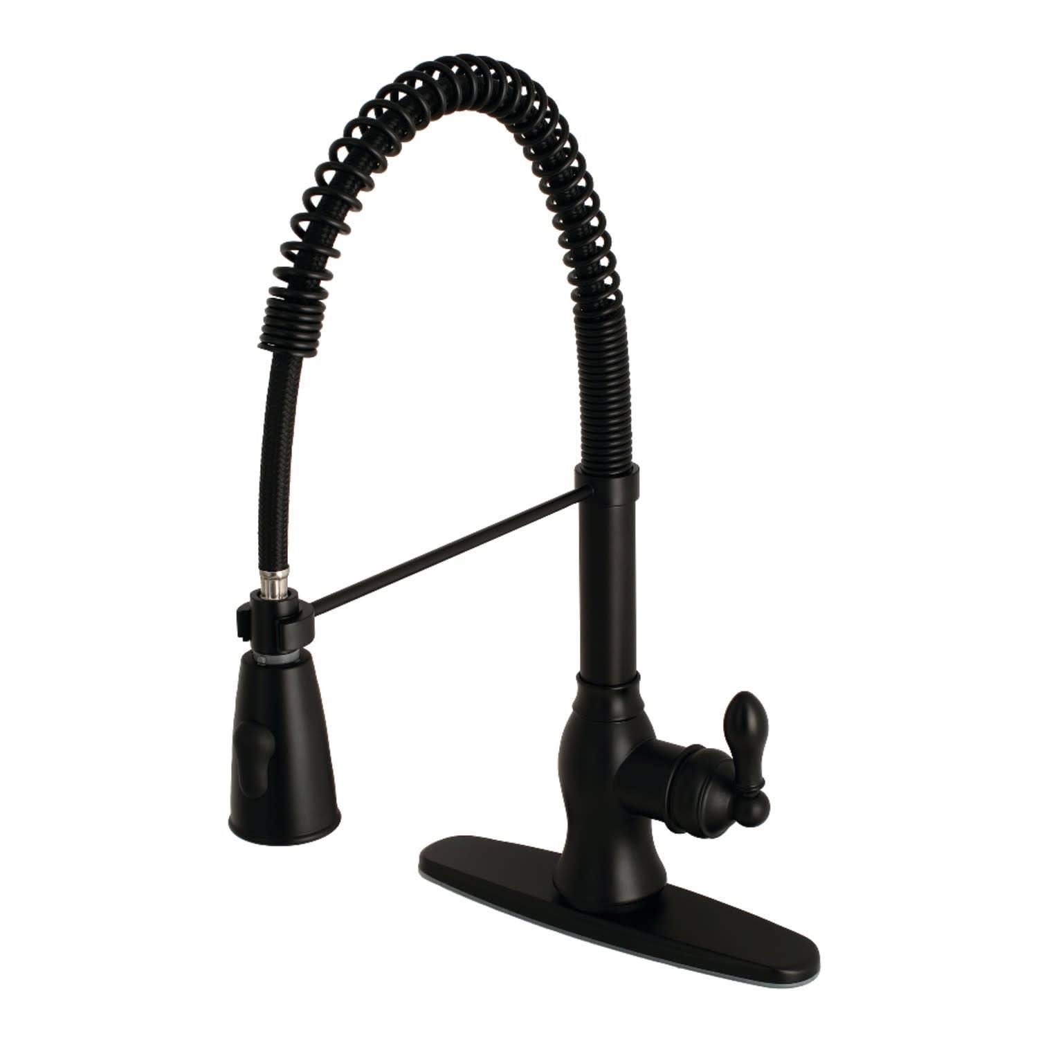 Kingston Brass GSY8890ACL American Classic Single-Handle Pre-Rinse Kitchen Faucet, Matte Black