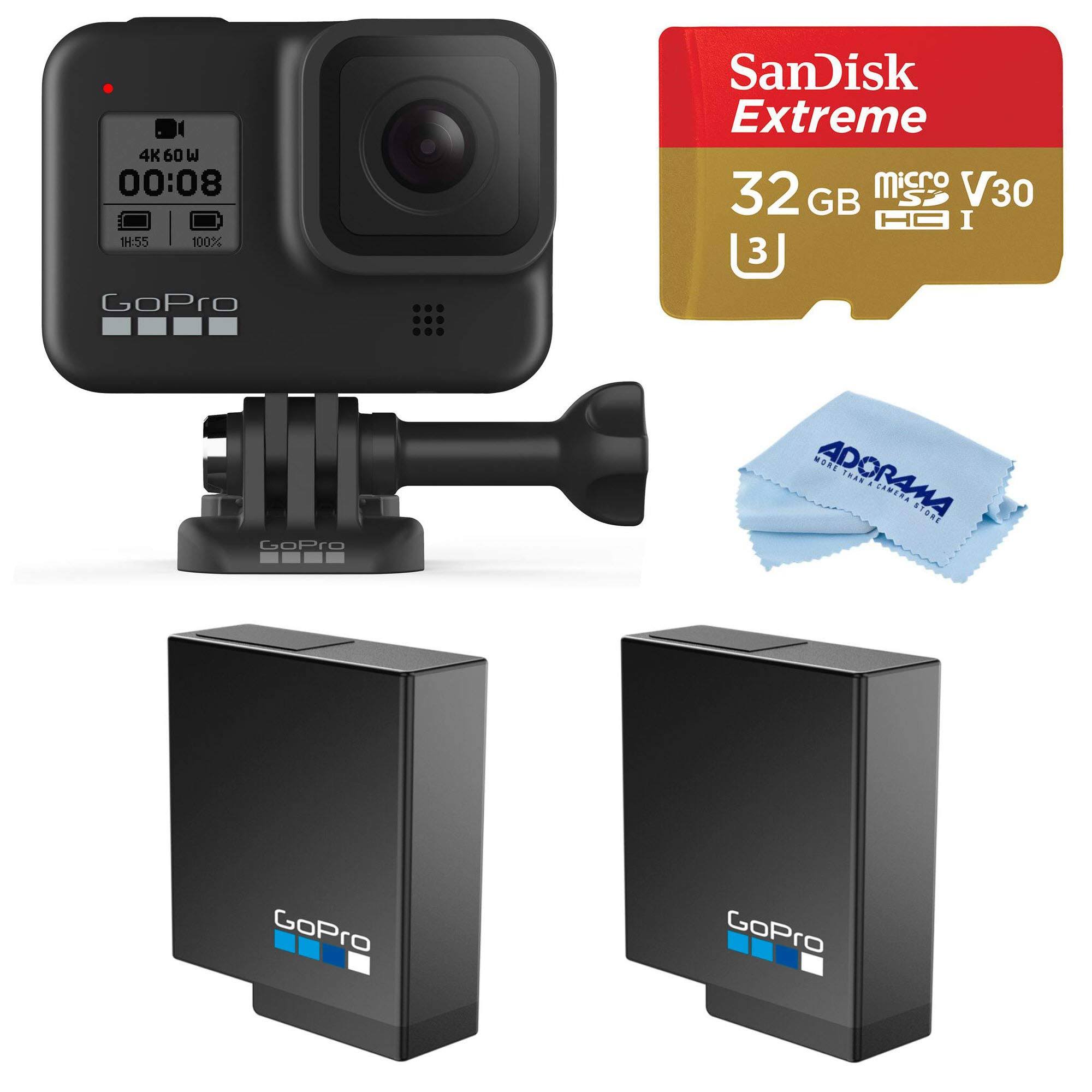 HERO8 Black Bundle with Extra GoPro Battery, and 32GB Memory Card - Black