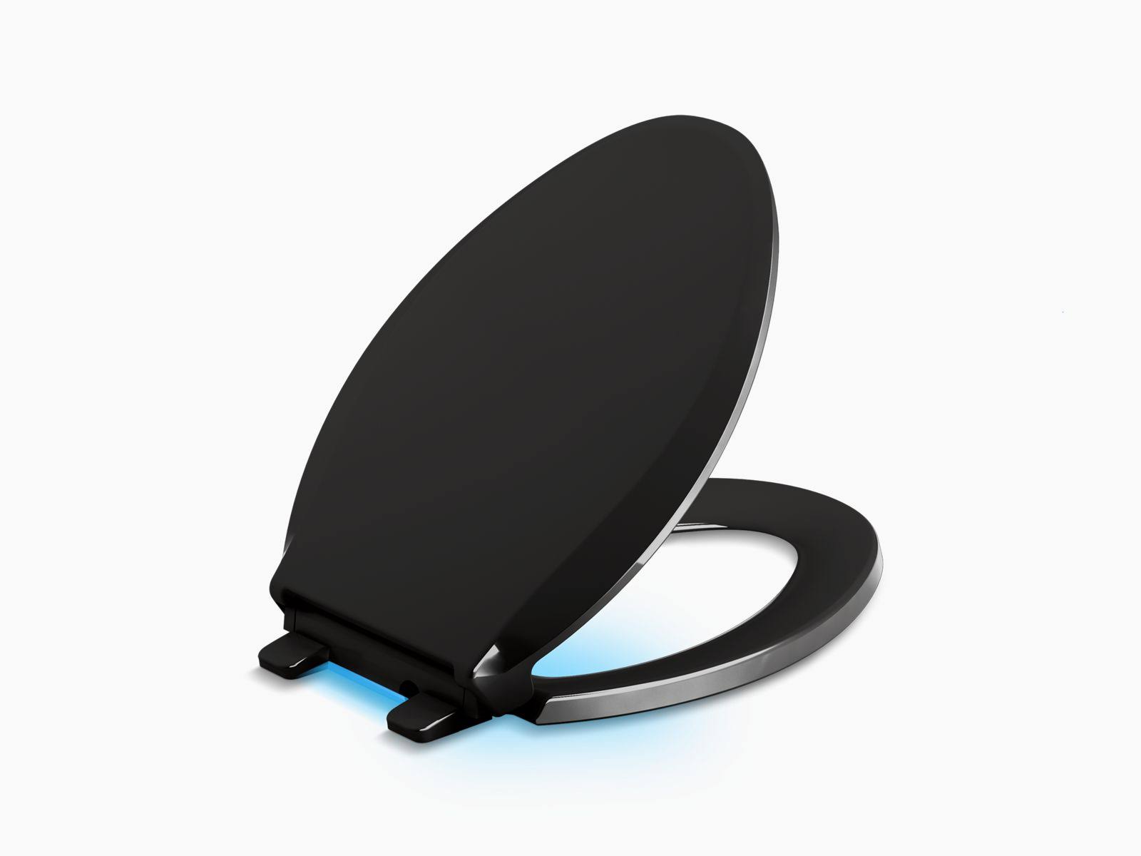 Kohler 75796-7 Cachet Nightlight Quiet-Close with Grip-Tight Elongated-Front Toilet Seat, Black