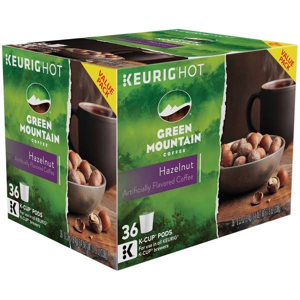 Green Mountain Keurig Hot Coffee, Hazelnut, K-Cup Pods, Value Pack - 36 pack, 0.33 oz pods