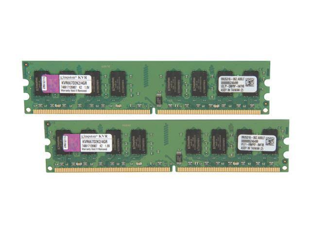 Kingston ValueRAM 4GB Kit (2x2gb) 667Mhz DDR2 DIMM 240-Pin Desktop Memory
