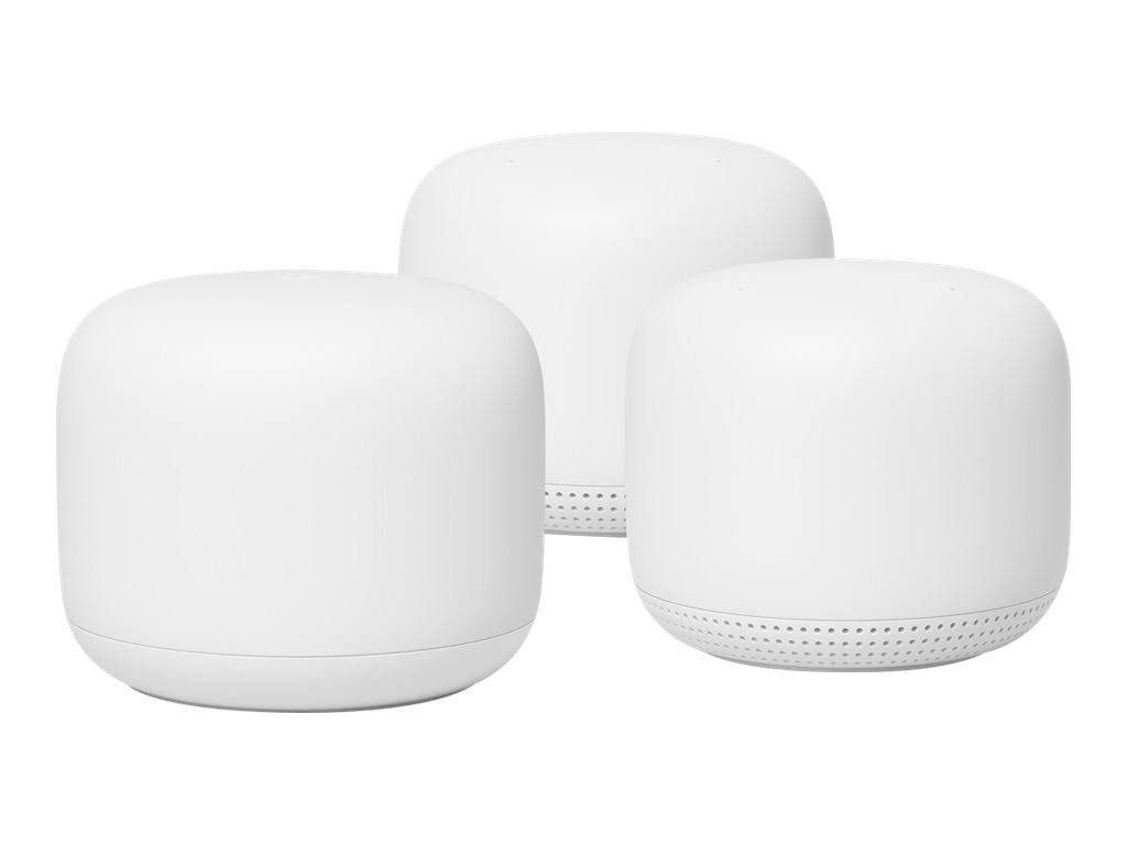Google Nest Wifi - Wi-Fi system (router, 2 extenders) - up to 5,400 sq.ft - mesh - GigE - 802.11a/b/g/n/ac - Dual Band