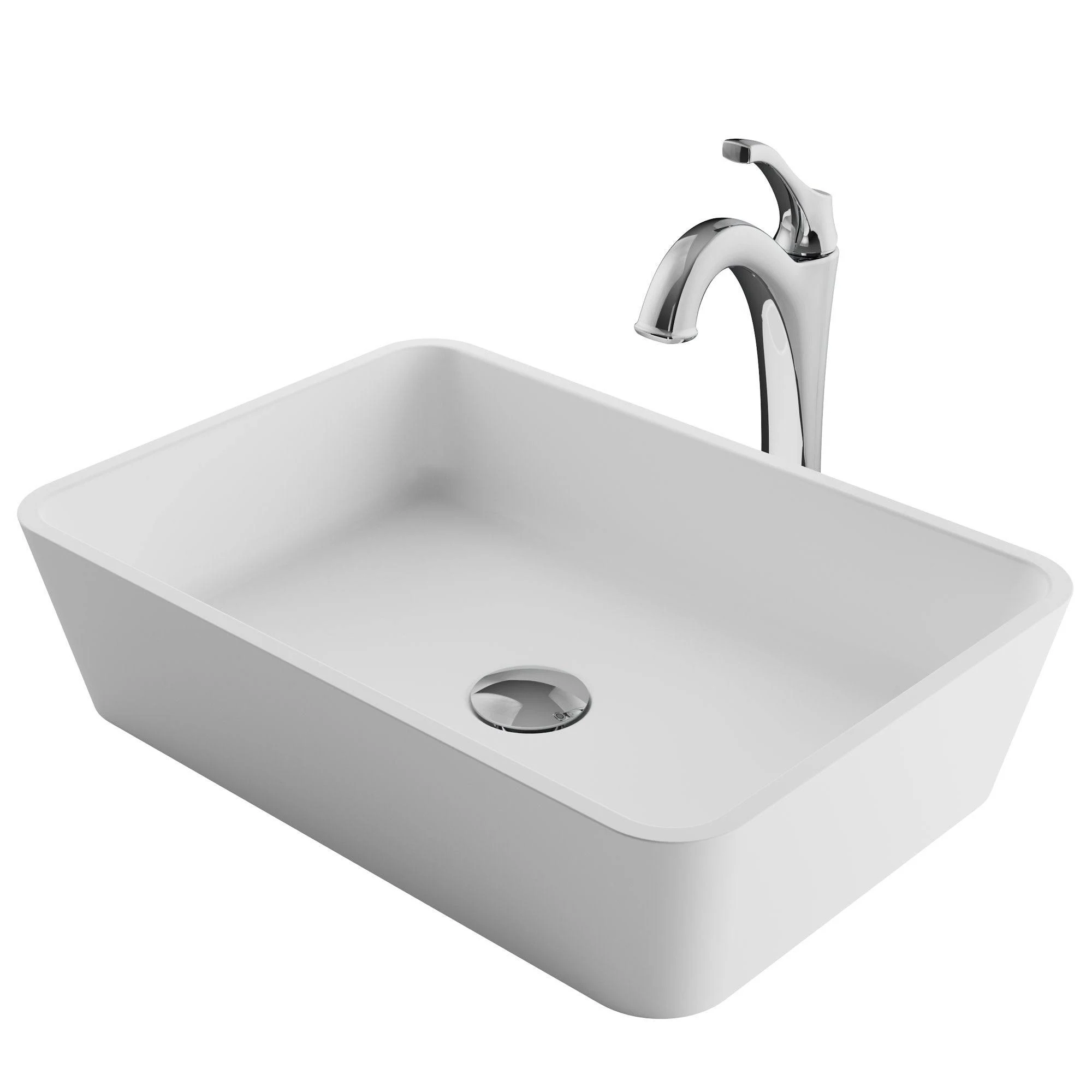 Kraus C-KSV-2MW-1200CH Natura u0026 Arlo Bathroom Sink and Faucet, Chrome