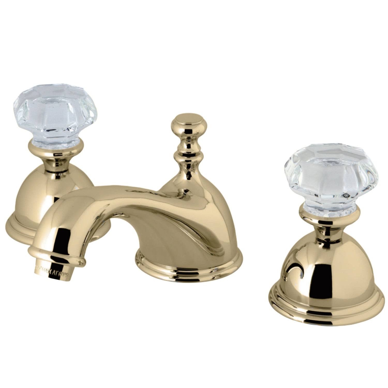 Elements of Design ES3962WCL Widespread Lavatory Faucet with Crystal Handle, Polished Brass