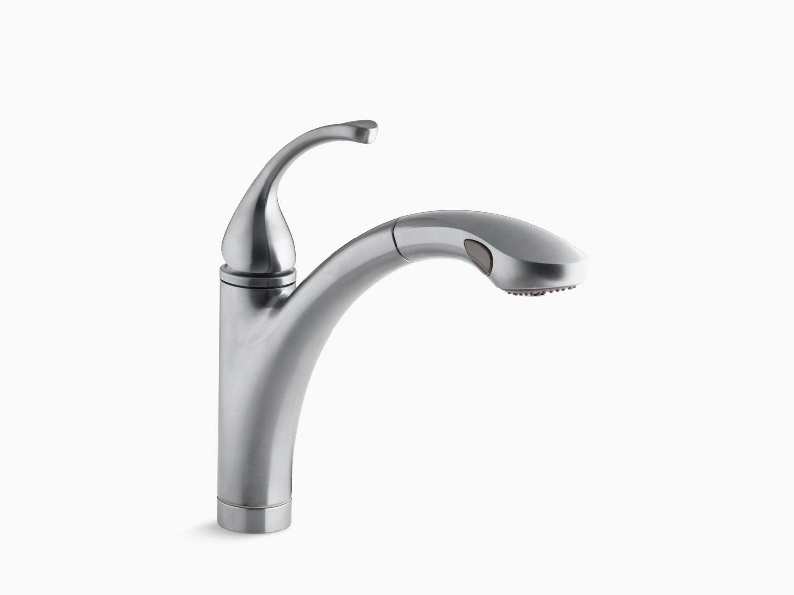 Kohler Forte Single-Handle Pull-Out Spray Kitchen Sink Faucet, Brushed Chrome, K-10433-G