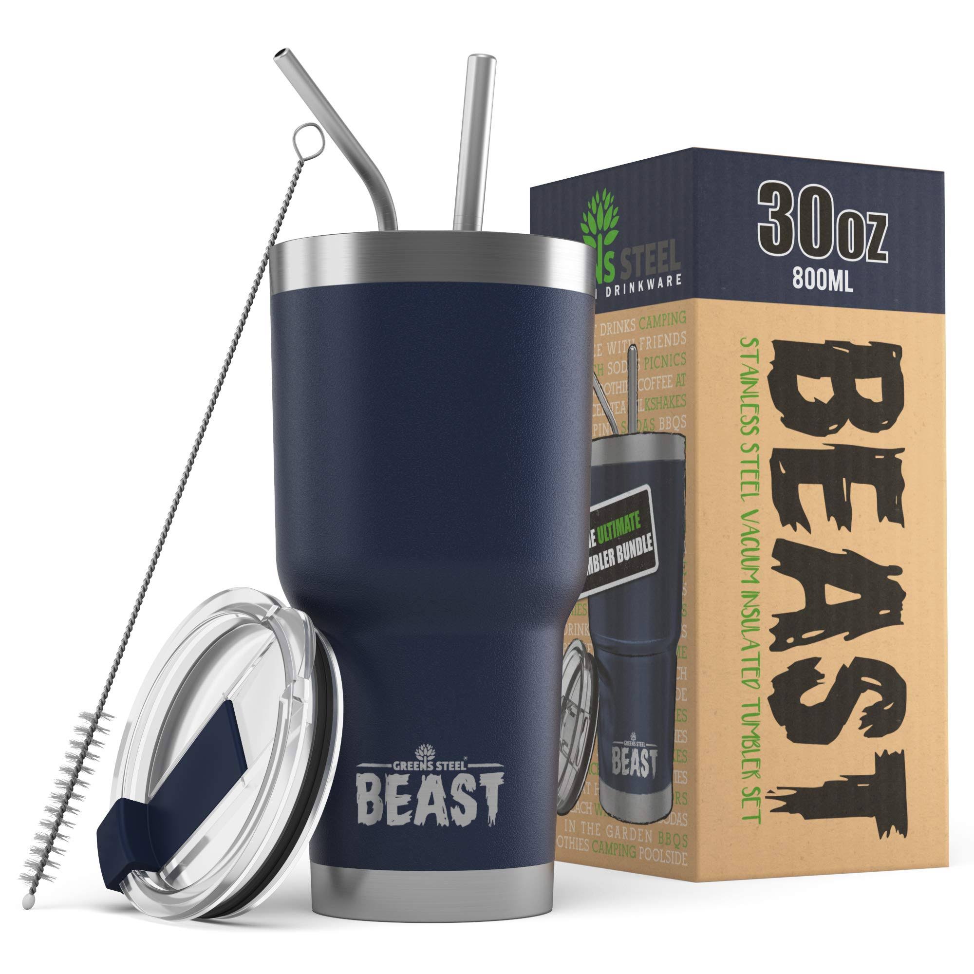 Greens Steel Beast 30oz Navy Blue Tumbler - Stainless Steel Vacuum Insulated Coffee Ice Cup Double Wall Travel Flask, 30 oz, 30