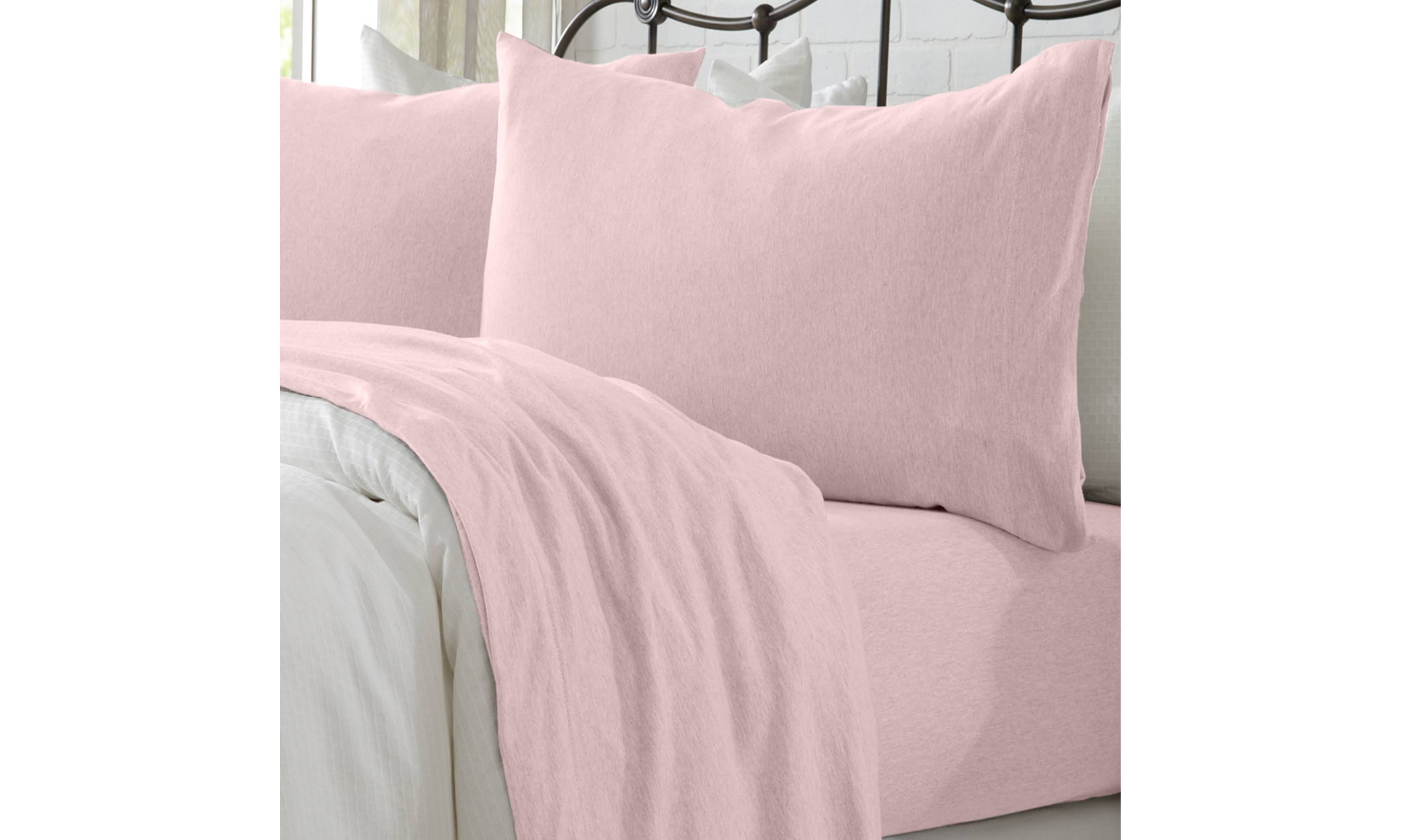 Great Bay Home Cotton Jersey Knit Sheet Set California King Pink