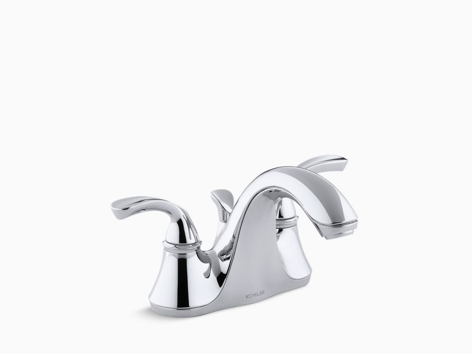 Kohler K-10270-4-CP Polished Chrome Forte Centerset Bathroom Faucet with Sculpted Lever Handles