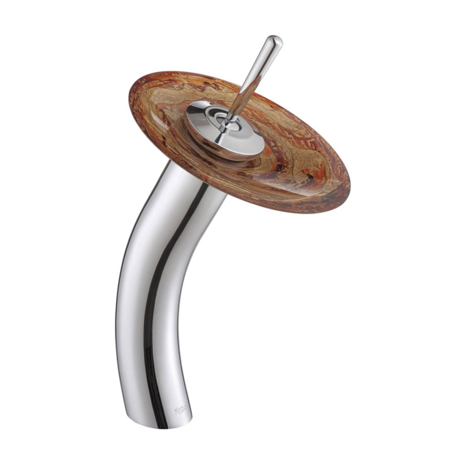 Kraus C-GV-651-12mm-10CH Ares Glass Vessel Sink and Waterfall Faucet Chrome